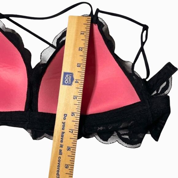 Victoria's Secret Sz Large Bra Black Lace Crossback Push Up Padded Wireless - Picture 6 of 9